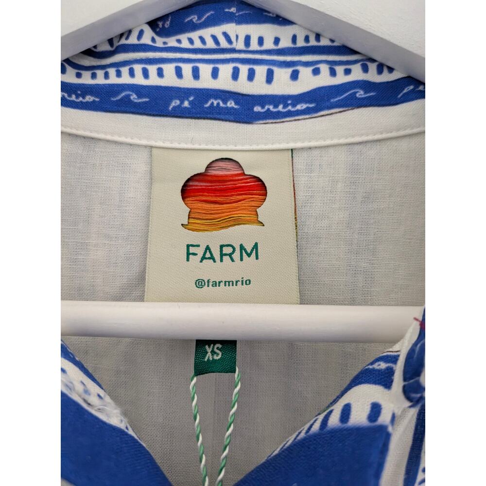 Farm Rio Tropical Destination Linen Midi Dress Sz XS Summer Vacation Bright NWT - Picture 5 of 9